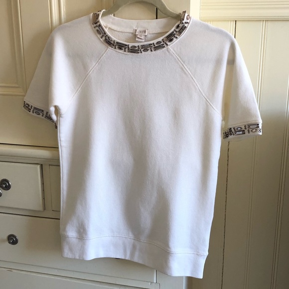 J. Crew Tops - J Crew Jewel Embellished Short Sleeve Sweatshirt